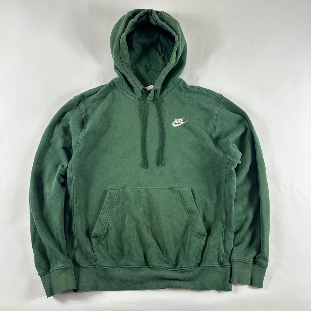 Nike Mens Small‎ Fleece Hoodie Forest Green Embroidered Logo Pullover BV2648-327